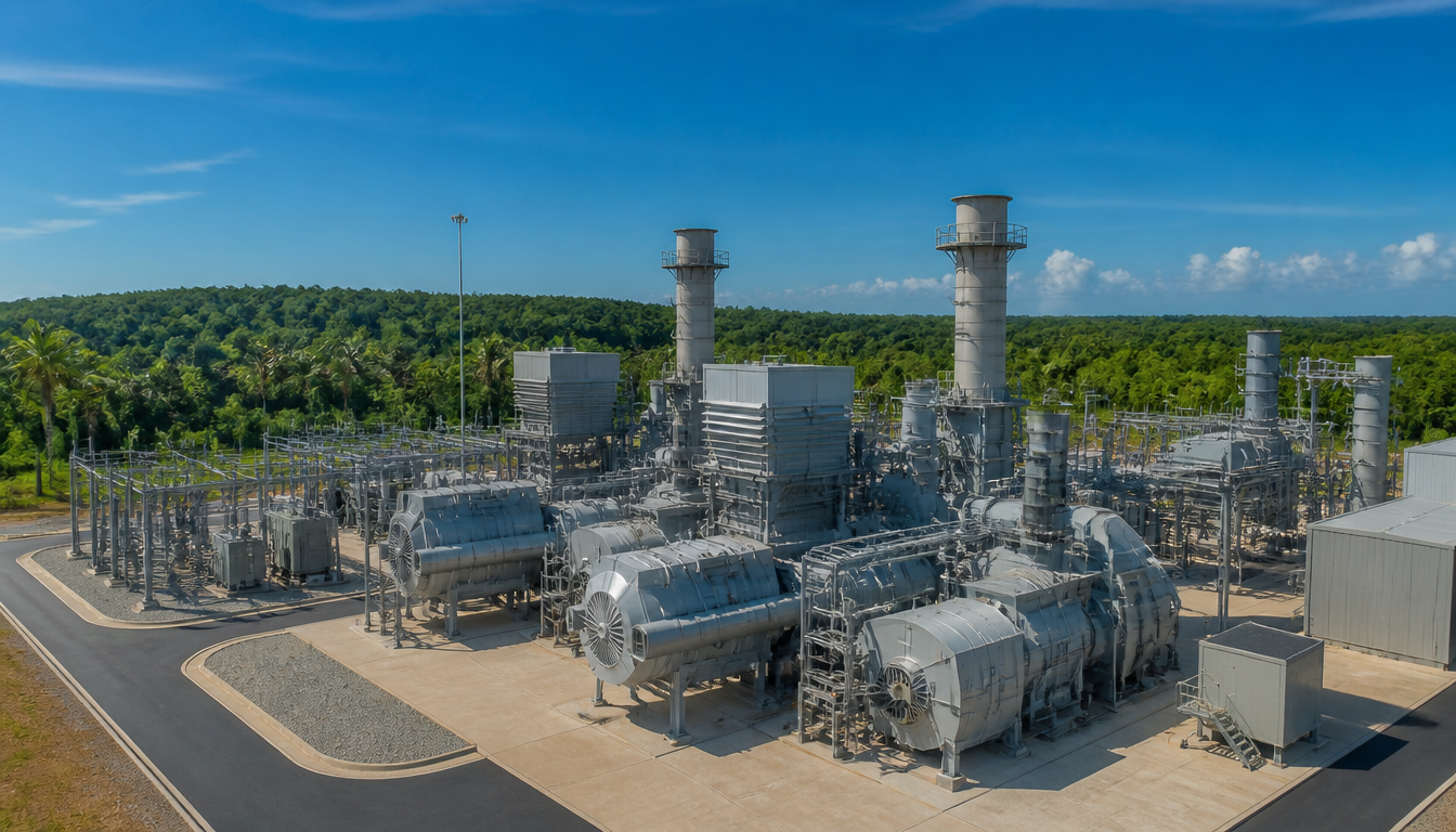Representative visual of a gas turbine power plant relocated to Gabon, Central Africa